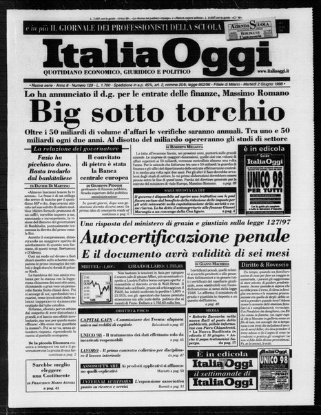 Italia oggi : quotidiano di economia finanza e politica